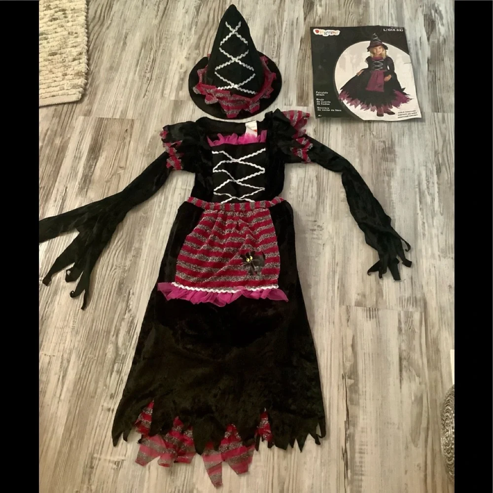 Costume Disguise Fairytale witch 🧙‍♀️ black purple silver worn one time Lg-4/6